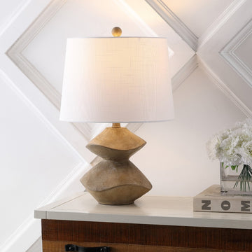 Laken Minimalist Coastal Resin/Iron 3-Stack Cairn LED Table Lamp - JONATHAN Y